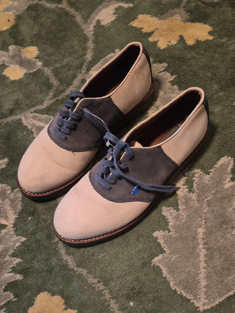 G.H. Bass & Co. Two-Tone Suede Derby Shoes in Blue and Cream